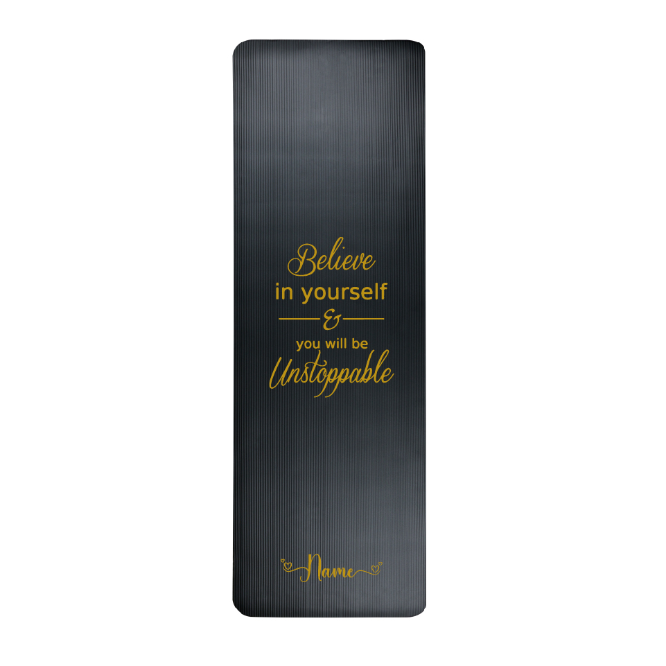 Believe in Yourself Personalised Black Yoga Mat